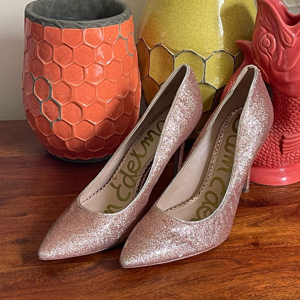 Sam Edelman Sparkly Rose Gold Glitter Pumps - Picture 3 of 10